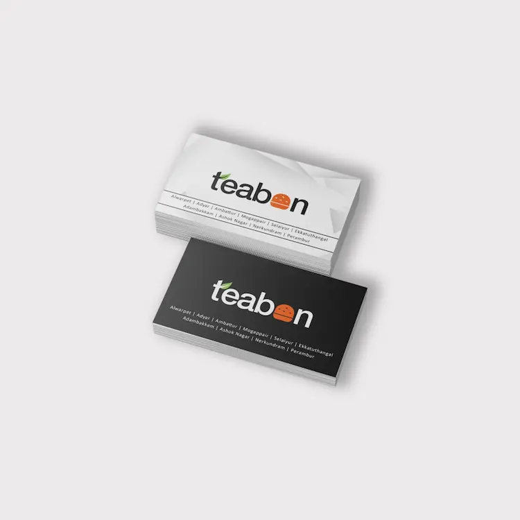 Front and back view of premium business card printing in Chennai