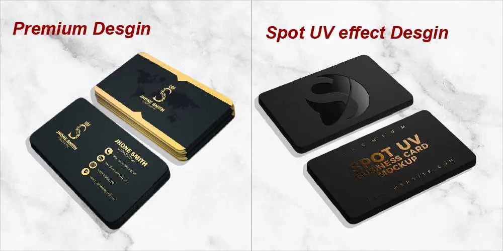 Premium visiting cards with gold foil and embossing for a luxury feel