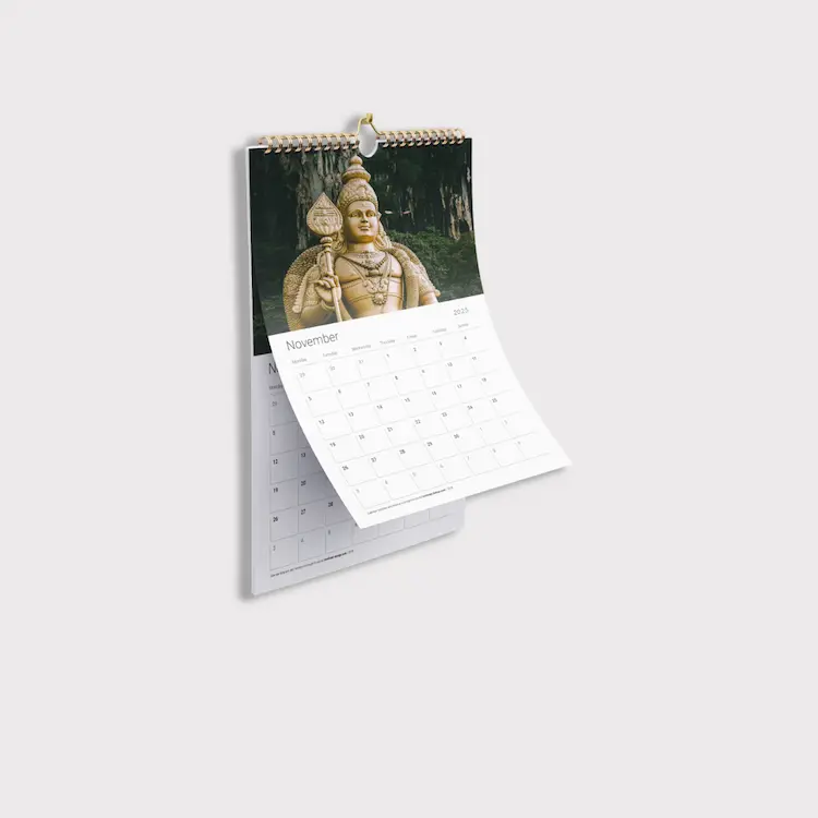 Spiral-bound calendar printing with monthly layout