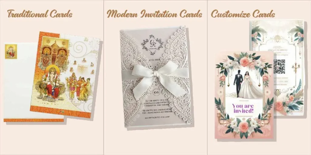 Banner showing different types of wedding cards
