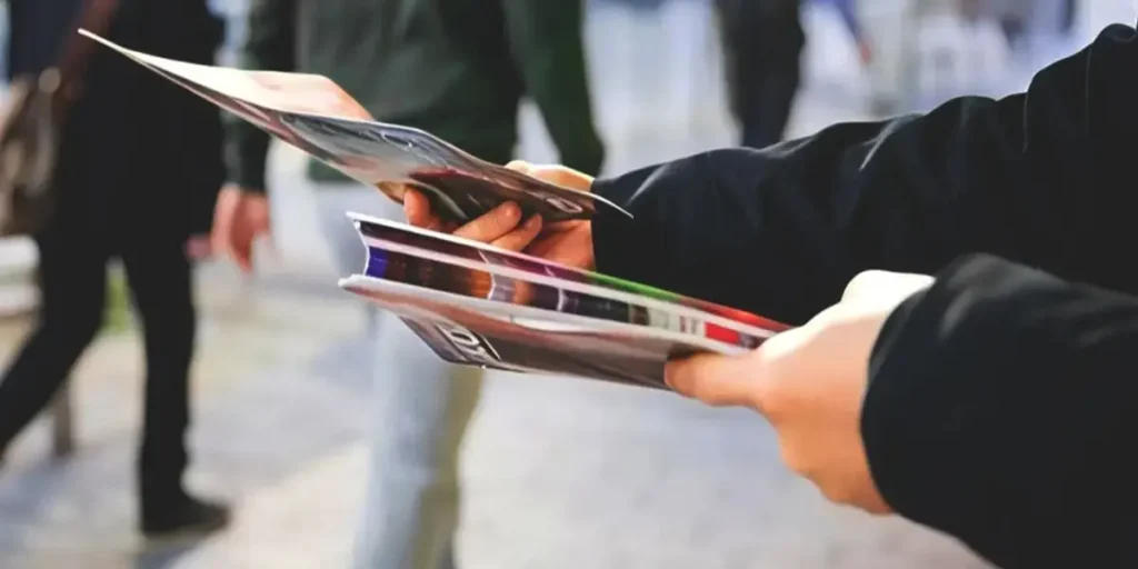 Flyers for business printing in Chennai showcasing creative designs and marketing materials for brand promotion.